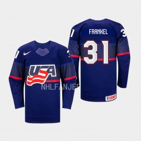 Aerin Franke IIHF USA Hockey #31 Blue Away Jersey Unisex