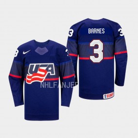 Cayla Barnes IIHF USA Hockey #3 Blue Away Jersey Unisex