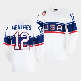 Sam Hentges USA Hockey 2022 Winter Olympics Jersey White