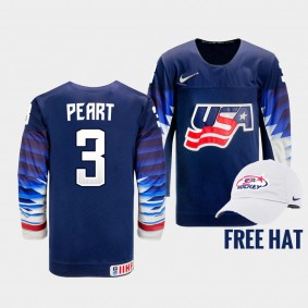 Jack Peart USA Hockey 2022 IIHF World Junior Championship Free Hat Jersey Blue