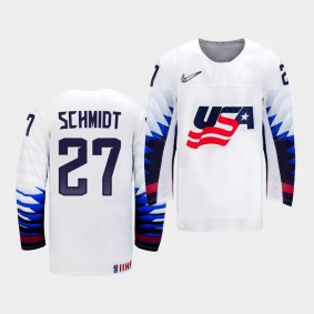 Roman Schmidt USA Team 2021 IIHF Ice Hockey U18 World Championship Jersey Home White