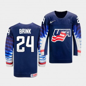 Bobby Brink USA Team 2021 IIHF World Junior Championship Jersey Away Navy