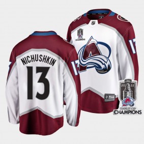 2022 Stanley Cup Champions Colorado Avalanche 13 Valeri Nichushkin White Jersey Away