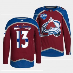 2022 NHL Global Series Valeri Nichushkin Colorado Avalanche Finland Edition #13 Burgundy Jersey