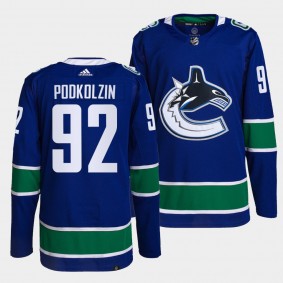 Vasily Podkolzin #92 Canucks Home Blue Jersey 2021-22 Primegreen Authentic