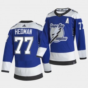 Tampa Bay Lightning 2021 Reverse Retro Victor Hedman Blue Authentic Jersey