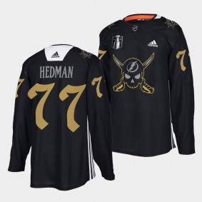 Tampa Bay Lightning Victor Hedman 2022 Conference Finals #77 Black Jersey Gasparilla inspired