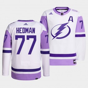 Tampa Bay Lightning Victor Hedman 2021 HockeyFightsCancer Jersey #77 White Primegreen