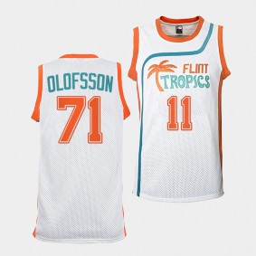 Victor Olofsson Sabres #71 Flint Tropics Basketball Jersey White Semi-Pro