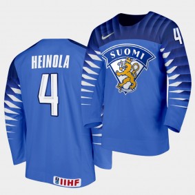 Ville Heinola 2020 IIHF World Junior Championship #4 Away Blue Jersey