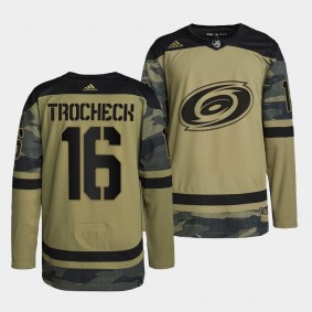 Vincent Trocheck Carolina Hurricanes Military Appreciation Camo Jersey Practice