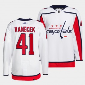 Vitek Vanecek #41 Capitals Away White Jersey 2021-22 Primegreen Authentic Pro