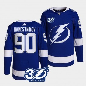 30th Season Vladislav Namestnikov Tampa Bay Lightning Authentic Home #90 Blue Jersey