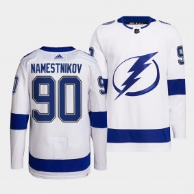 Tampa Bay Lightning Primegreen Authentic Vladislav Namestnikov #90 White Jersey Away