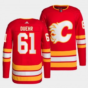 Walker Duehr #61 Flames Home Red Jersey 2021-22 Authentic Pro