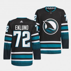 San Jose Sharks 2023-24 Cali Fin 3rd Alternate William Eklund #72 Black Authentic Pro Jersey Men's