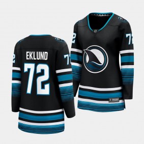 William Eklund San Jose Sharks 2023-24 Cali Fin 3rd Alternate Women Breakaway Player 72 Jersey