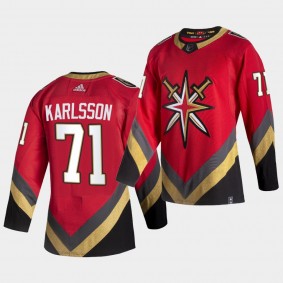 Vegas Golden Knights 2021 Reverse Retro William Karlsson Red Authentic Jersey