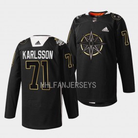 Vegas Golden Knights 2023 Black History Night William Karlsson #71 Black Jersey Warmups