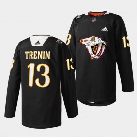 Nashville Predators #13 Yakov Trenin Hispanic Heritage 2022 Black Warmup Jersey