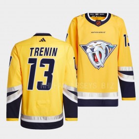 Yakov Trenin Nashville Predators 2022 Reverse Retro 2.0 Yellow #13 Authentic Primegreen Jersey Men's