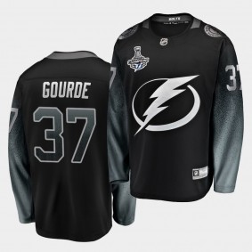 Tampa Bay Lightning Yanni Gourde 2020 Stanley Cup Champions Alternate Black Men Jersey