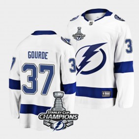 2021 Stanley Cup Champions Tampa Bay Lightning Yanni Gourde White Away 37 Jersey