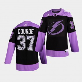 Tampa Bay Lightning Yanni Gourde HockeyFightsCancer Jersey Purple Authentic