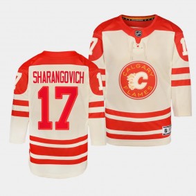 Yegor Sharangovich Calgary Flames Youth Jersey 2023 NHL Heritage Classic Cream Premier Player Jersey