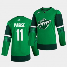 Zach Parise Wild 2020 St. Patrick's Day Green Authentic Player Jersey