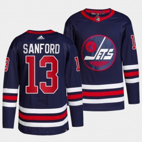 Zach Sanford Jets Alternate Navy Jersey #13 Primegreen Authentic Pro