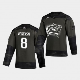 Zach Werenski #8 Blue Jackets 2019 Veterans Day Authentic Camo Jersey