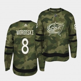 Zach Werenski #8 Blue Jackets Armed Special Forces Authentic Camo Jersey