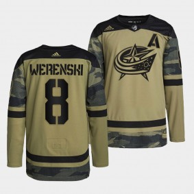 Columbus Blue Jackets Zach Werenski Military Appreciation Night #8 Camo Jersey Practice