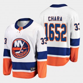 Zdeno Chara Islanders #33 1652 Most Games Played Record Jersey White Big Zee